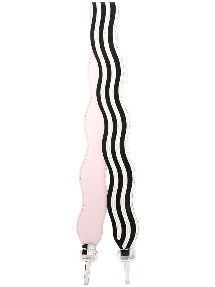 Fendi Wavy Panelled Bag Strap, Women's, Black, Leather