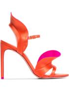 Sophia Webster Orange And Pink Lucia 100 Satin Ruffle Sandals - Yellow