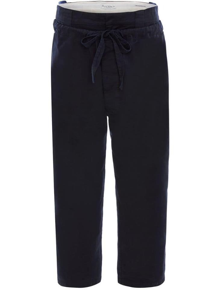 Jw Anderson Drawstring Double Front Flap Trousers - Blue