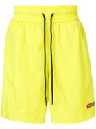 Diesel Nylon Shorts With Contrasting Bands - Yellow