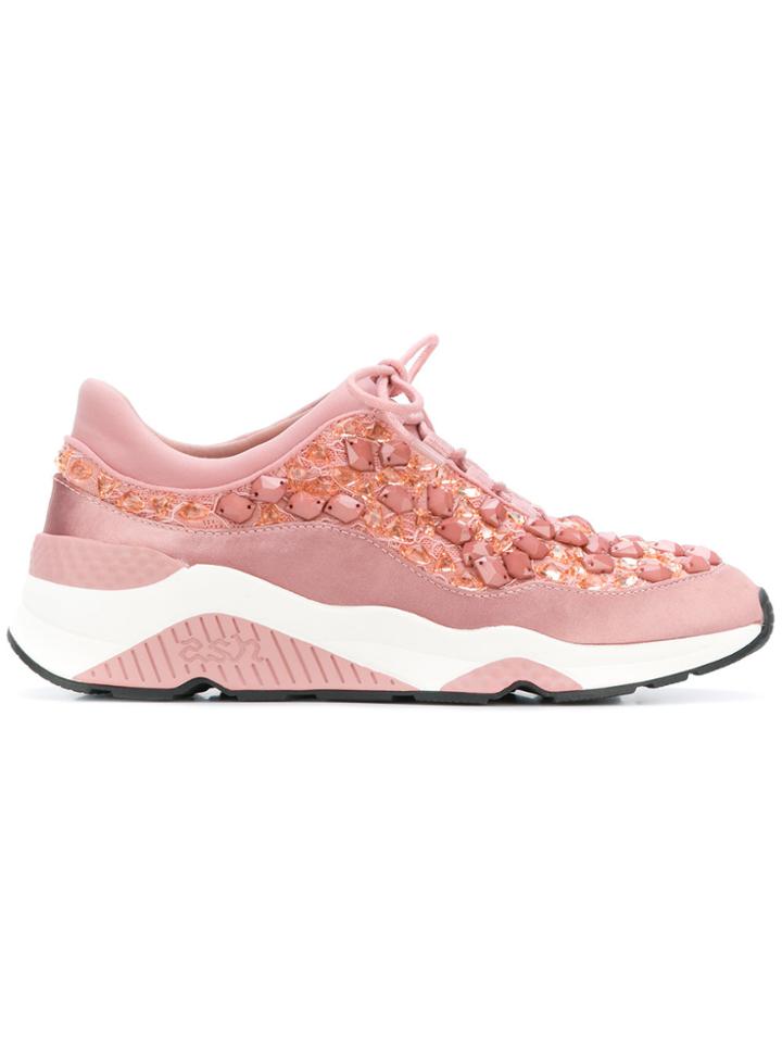 Ash Studded Embellished Sneakers - Pink & Purple