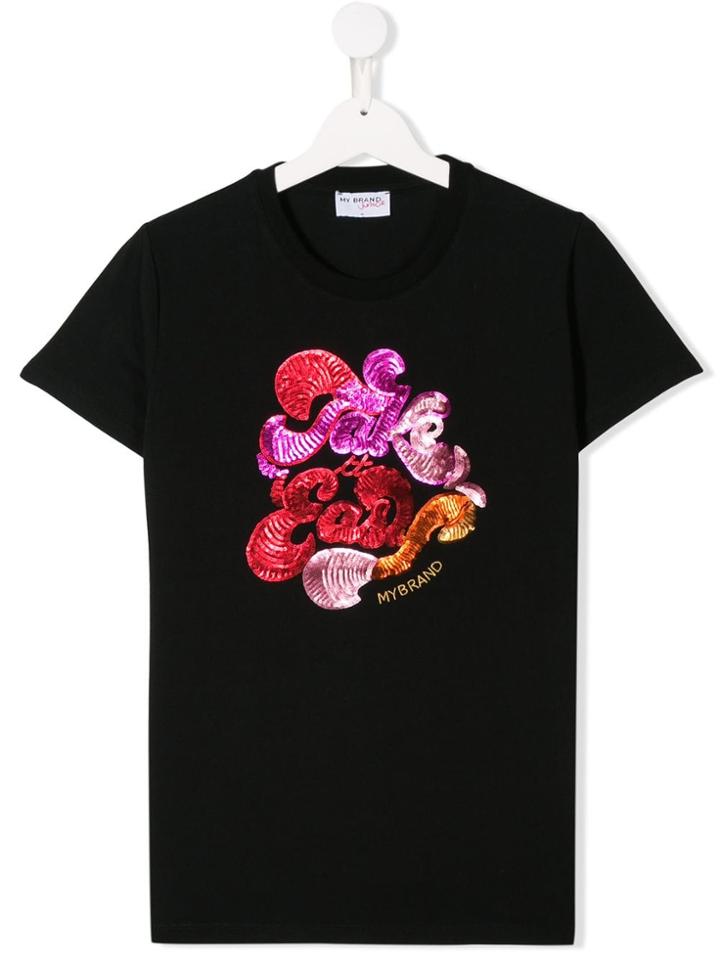 My Brand Kids Sequin Embroidered T-shirt - Black