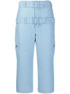 Lanvin Double Belted Cropped Trousers - Blue