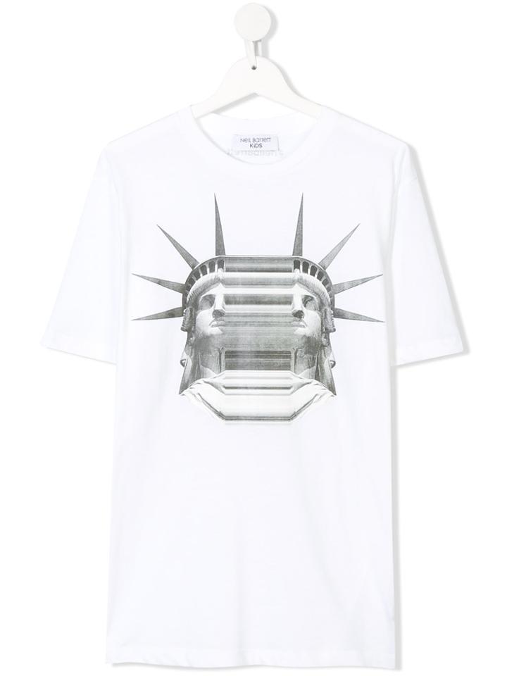 Neil Barrett Kids Teen Statue Of Libery Print T-shirt - White