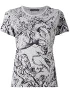 Alexander Mcqueen Unicorn Print T-shirt, Women's, Size: 40, Grey, Cotton