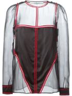 Givenchy Contrast Seam Sheer Top, Women's, Size: 38, Black, Silk/polyamide