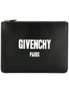Givenchy Logo Print Pouch, Men's, Black, Calf Leather