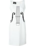 Boutique Moschino Cello Print Fitted Dress, Women's, Size: 44, White, Polyester/spandex/elastane