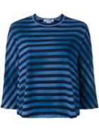 Comme Des Garçons Comme Des Garçons - Striped Flared T-shirt - Women - Cotton - Xs, Blue, Cotton