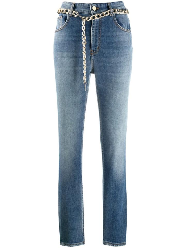 Just Cavalli Chain Belt Straight Leg Jeans - Blue