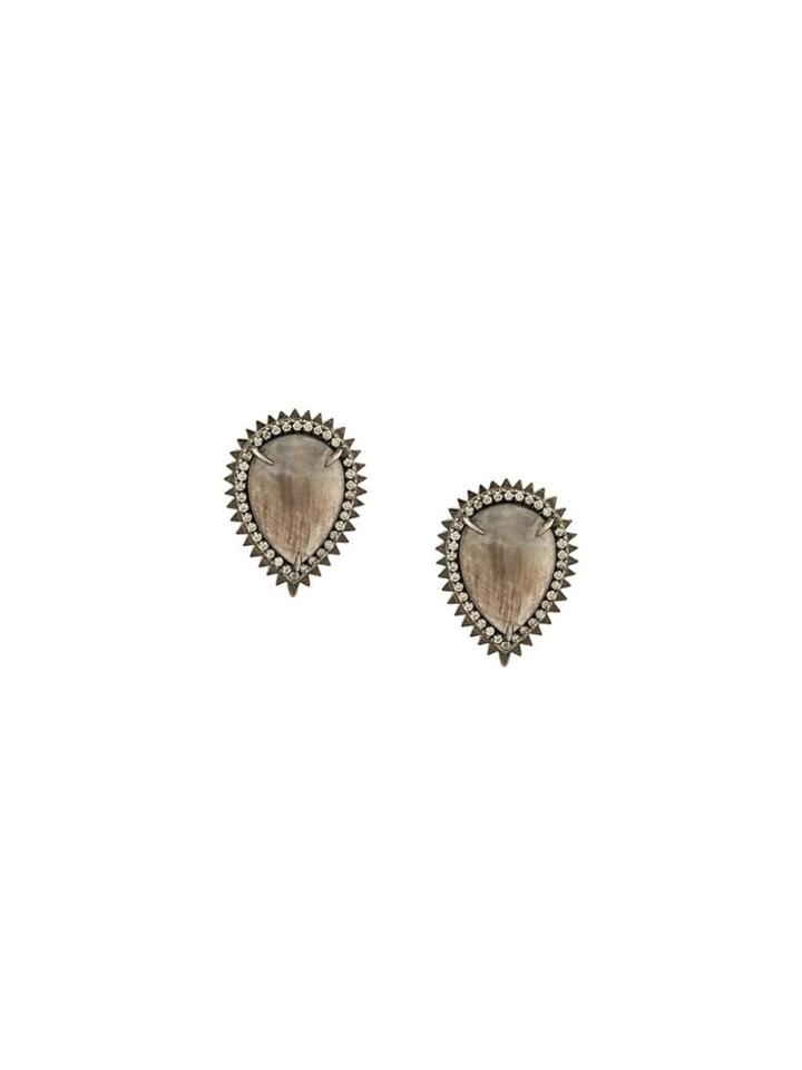 Eva Fehren 18kt Black Gold Auto Sapphire And Diamond Studs - Silver