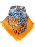 Fendi Floral Square Scarf - Orange