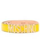 Moschino Logo Plaque Belt, Men's, Size: 80, Yellow/orange, Leather