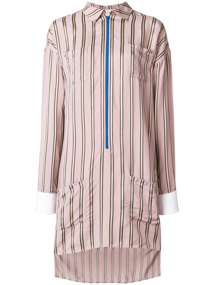 Esteban Cortazar Striped Shirt Dress - Pink & Purple