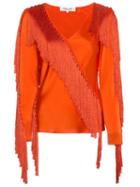 Diane Von Furstenberg V-neck Fringed Blouse - Orange