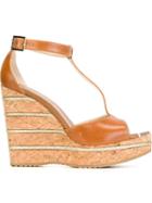 Jimmy Choo Pela Sandals, Women's, Size: 37, Brown, Calf Leather/leather/rubber