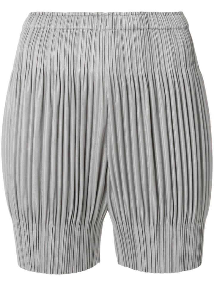 Pleats Please By Issey Miyake Corrugated Shorts - Grey