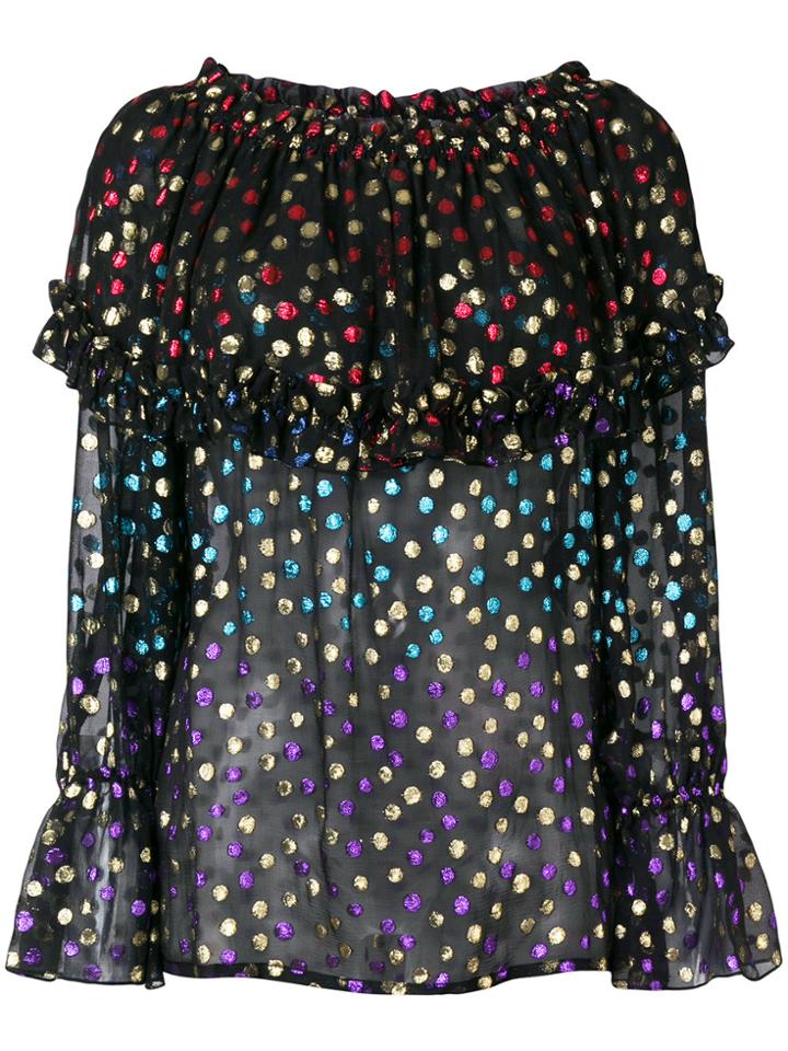 Saint Laurent Fil Coupé Off The Shoulder Blouse - Black