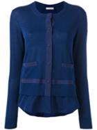Moncler Layered Hem Cardigan, Women's, Size: Large, Blue, Cotton/polyester/viscose
