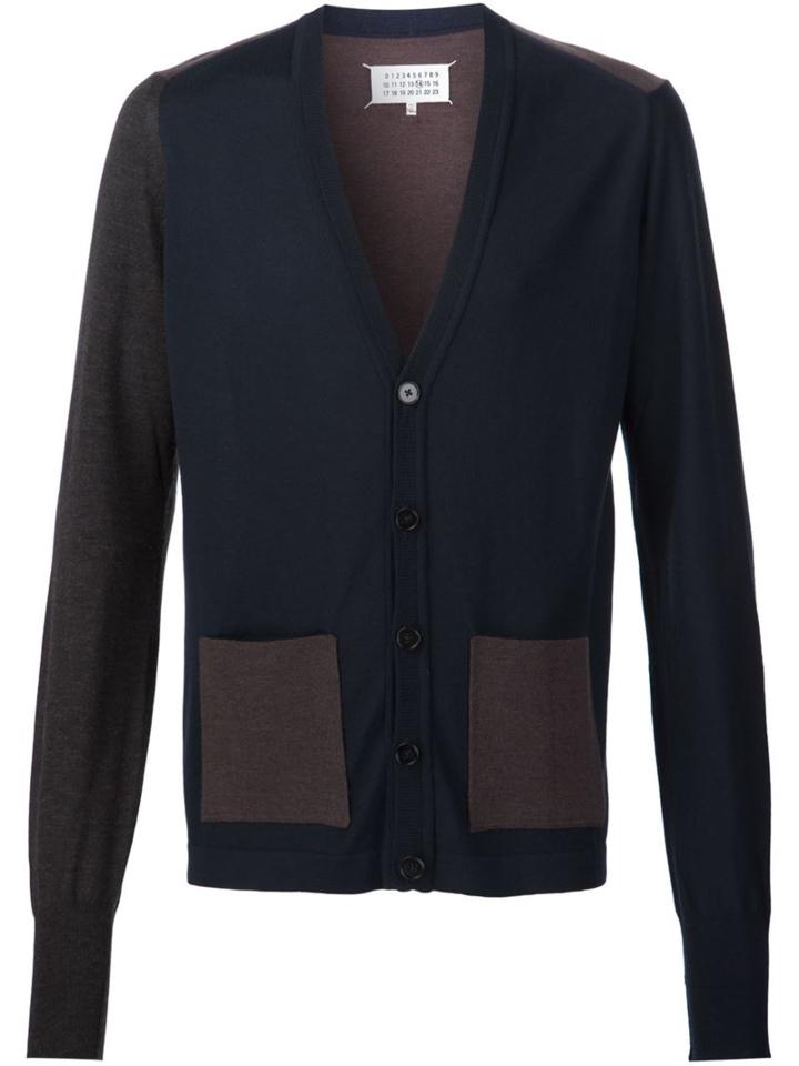 Maison Margiela Colour Block Cardigan, Men's, Size: Xl, Brown, Wool