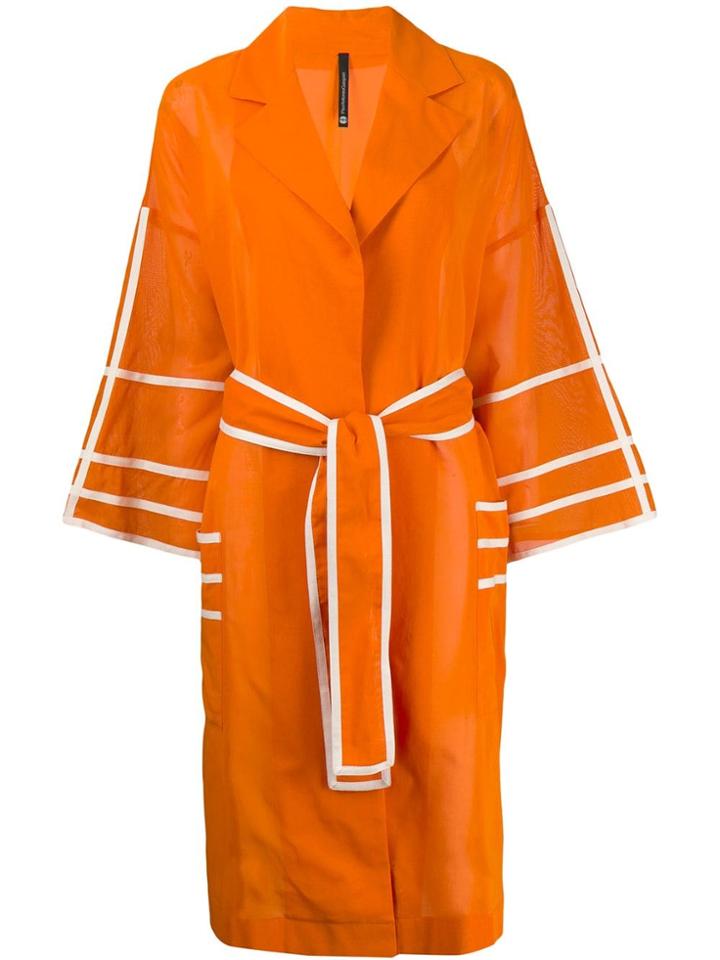 Pierantoniogaspari Striped Belted Coat - Orange