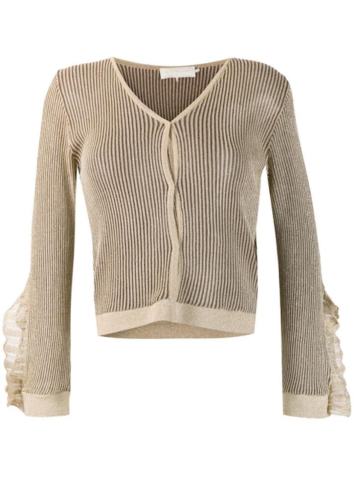 L'autre Chose Striped Button Cardigan - Neutrals