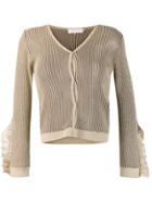 L'autre Chose Striped Button Cardigan - Neutrals