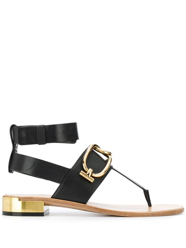 Tod's Chain Strap Flat Sandals - Black
