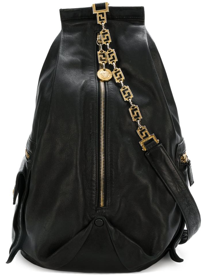 Versace Vintage Chain Strap Backpack - Black