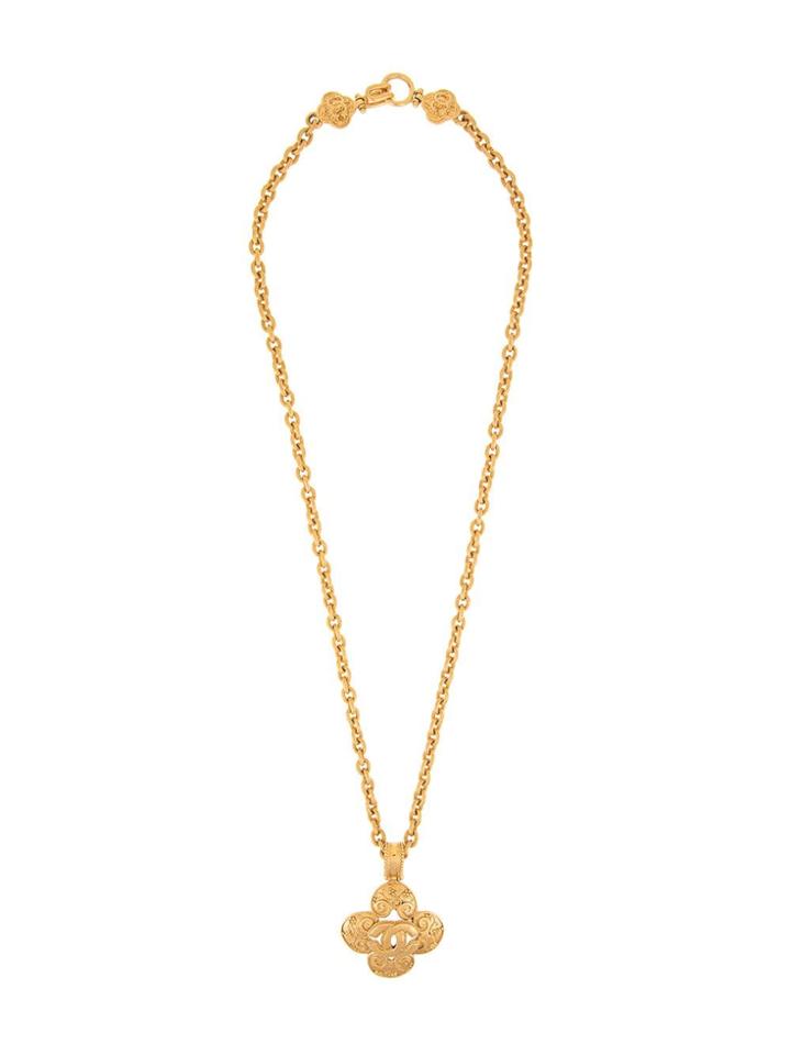 Chanel Vintage Cc Pendant Necklace - Gold