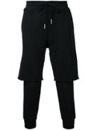 Diesel Layered Track Pants, Men's, Size: Medium, Black, Cotton