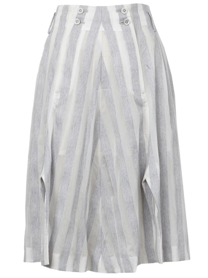 Anrealage Reflective Striped A-line Skirt - Grey
