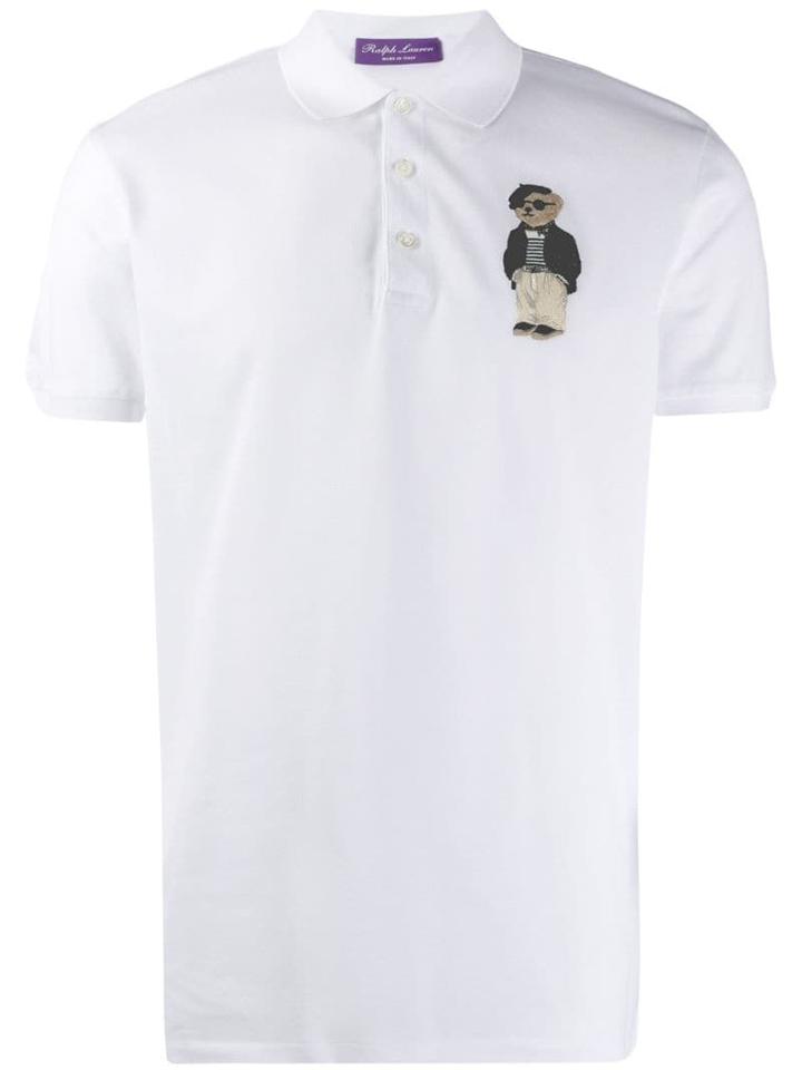 Ralph Lauren Purple Label Embroidered Polo Shirt - White