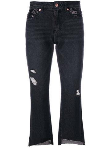 Steve J & Yoni P - Cropped Ripped Jeans - Women - Cotton - S, Black, Cotton