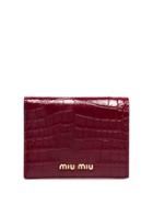 Miu Miu Crocodile-effect Logo Plaque Wallet - Red