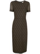 Fendi Ff Monogram Mid-length Dress - Brown