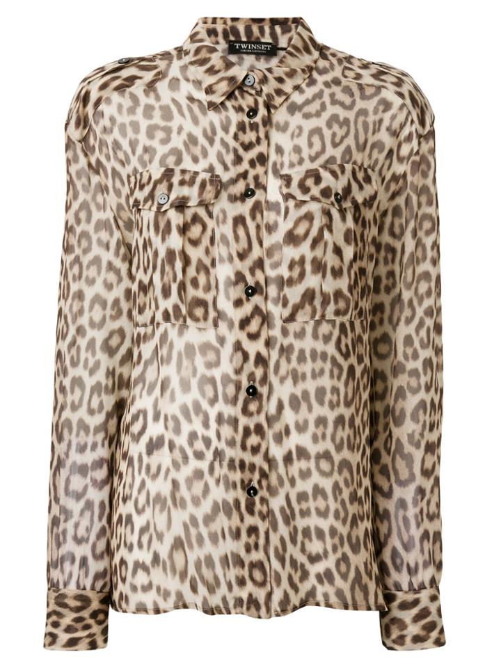 Twin-set Leopard Print Shirt - Brown