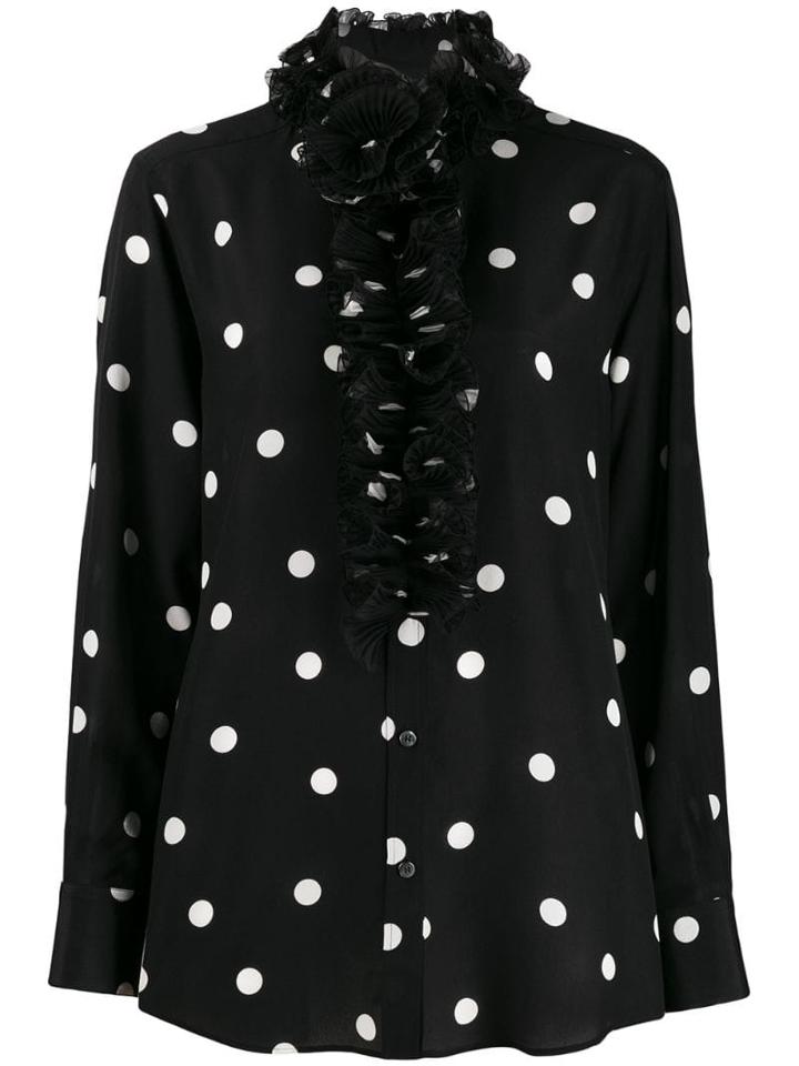 Dolce & Gabbana Ruffled Collar Polka Dot Blouse - Black
