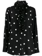 Dolce & Gabbana Ruffled Collar Polka Dot Blouse - Black