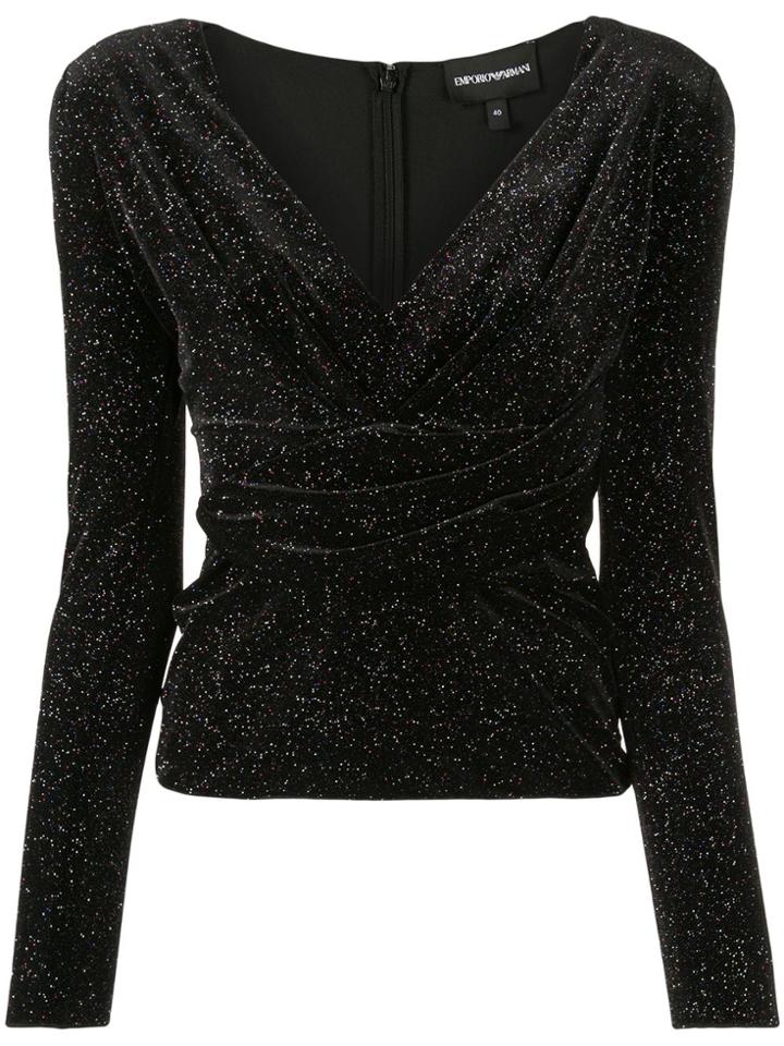 Emporio Armani Multicolored Glitter Top - Black