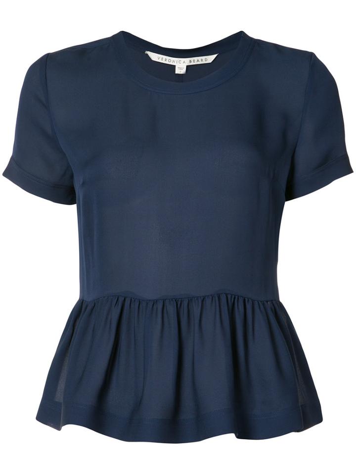 Veronica Beard - Ruffled Peplum Blouse - Women - Silk - 2, Blue, Silk