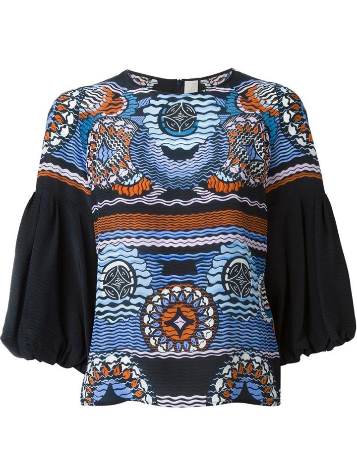 Peter Pilotto Printed Blouse, Women's, Size: 12, Blue, Silk
