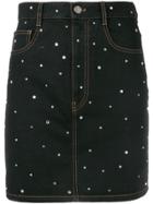 Miu Miu Embroidered Denim Skirt - Black