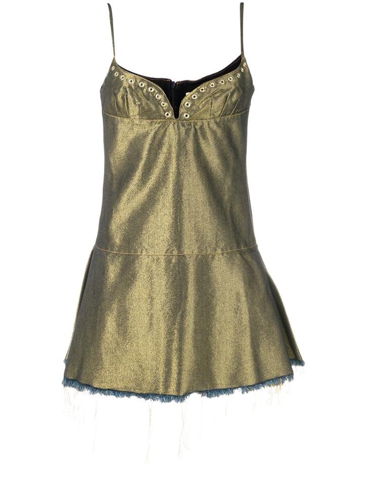 Marques'almeida Eyelet Detail Mini Dress - Gold