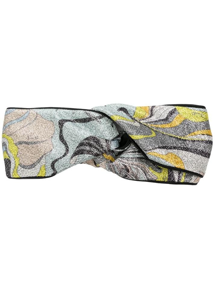 Emilio Pucci Frida Print Silk-blend Turban Headband - Grey