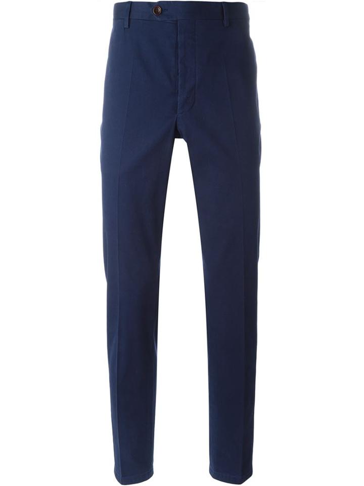Al Duca D'aosta 1902 Straight Leg Chinos, Men's, Size: 54, Blue, Cotton/spandex/elastane