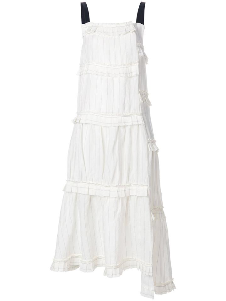 Loewe Striped Tiered Dress - White