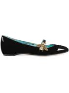 Gucci Patent Leather Ballet Flat With Bee - Black