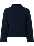 Forte Forte Roll Neck Cropped Jumper, Women's, Size: 0, Blue, Cashmere