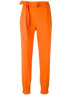 Msgm - Elasticated Cuffs Tapered Trousers - Women - Polyester/acetate/viscose - 38, Yellow/orange, Polyester/acetate/viscose